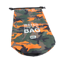 Sac Étanche 20L Orange Camouflage en Polyester PVC, pliable 63x36x21cm