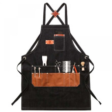 Avental de cozinha para churrasco, avental de cozinha ajustável, avental de chef multiuso resistente com 10 bolsos para utensílios, avental de