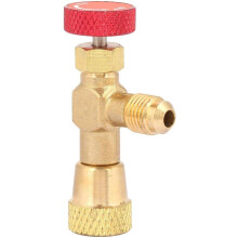 Refrigerant Charging Hose Flow Control Valve, Brass Control Valve with Easy to Install Design, Thickened Body Water Valve Pipe Connector for R410A