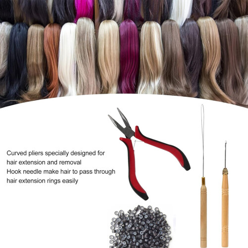 Crie o visual dos seus sonhos com nosso kit de extensões de cabelo elegante e funcional, que inclui alicate para microcápsulas e muito mais. 1