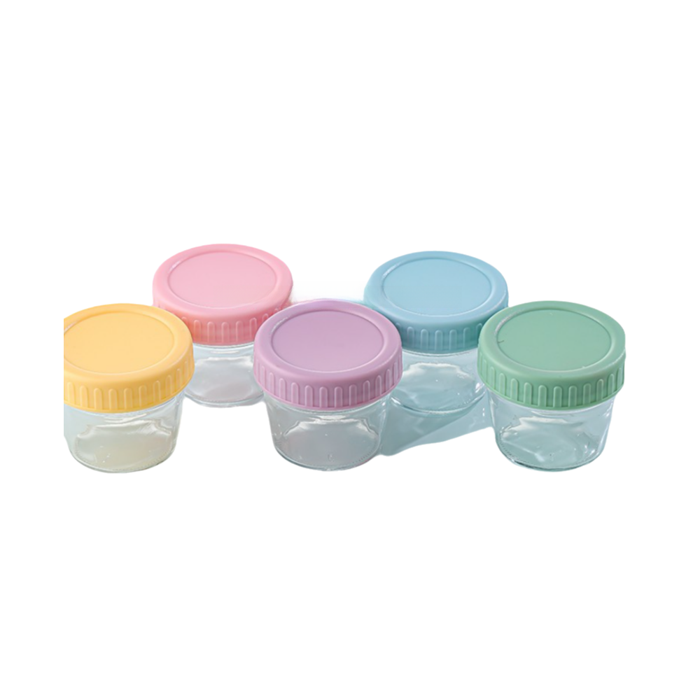 Reusable Writing Area Glass Baby Food Containers, Food-Grade Materials, Airtight Seal, Leak-Proof Design, Microwave Safe, Dishwasher Safe, Freezer
