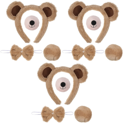 3Sets Flauschiges Bärenkostüm Set Mit Haarband Nasenband 2