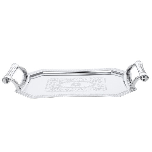 5Stk Metall Serviertablett Silber Für Und Dessert 1