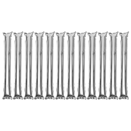 24Ud Bastones Inflables De Aluminio Para Animación Plateados