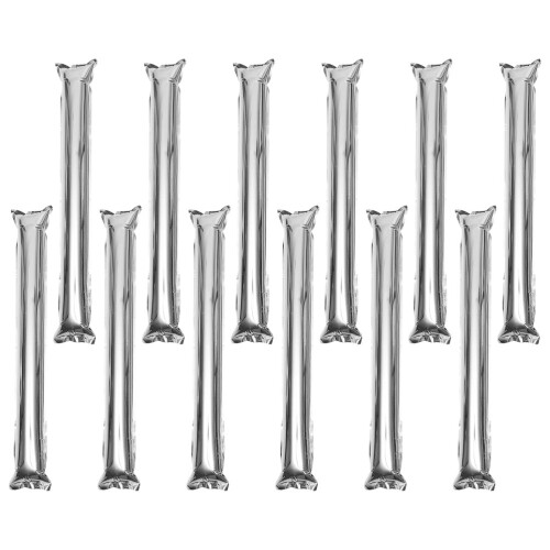 24Ud Bastones Inflables De Aluminio Para Animación Plateados 2