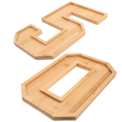 2Sets Multifunktionale Holztabletts Zahl Für Süßes Obstund Snacks 1