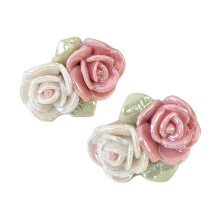 Mehrfarbige Keramik-Blumenohrringe, femininer-25692