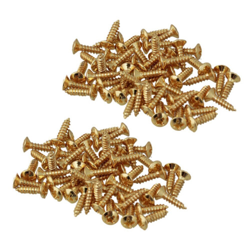 100X Pièces de Vis de Basse de Guitare pour Pickguards Scratchplates, Or