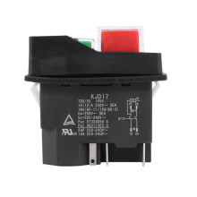 2X Waterproof Electromagnetic Push Button 5 Pins KJD17 220-240V Coil Magnetic Power Tool Safety Switches