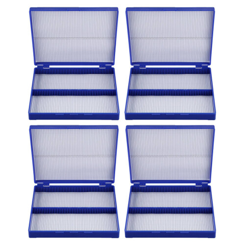 4X Royal  Plastic Rectangle Hold 100 Microslide Slide Microscope BoX