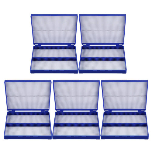 5X Royal  Plastic Rectangle Hold 100 Microslide Slide Microscope BoX