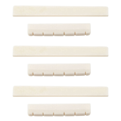 3X White Guitar Parts 6 String Classical Guitar Bone Bridge Saddle and Nut Set