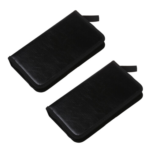2X 80 VCD DVD CD FauX Leather Case Storage Holder Organizer Black
