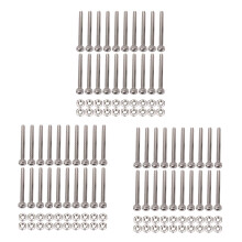 M2 x 20mm Long Hex Socket Knurled Cap Screws Bolts Nuts Set 60Pcs