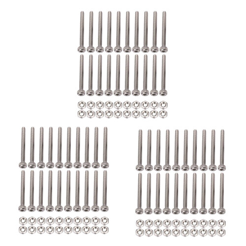 M2 x 20mm Long Hex Socket Knurled Cap Screws Bolts Nuts Set 60Pcs