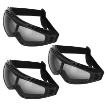 3X Lunettes de Protection D'Equitation de Lentille Transparente Avec Cadre Noir, Lunettes de Protection de Coup-Vent de Moto
