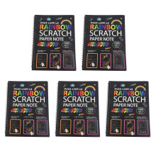 5X 19X26cm Large Magic Color Rainbow Scratch Paper Note Book Black DIY Drawing Toys Scraping Painting Kid Doodle