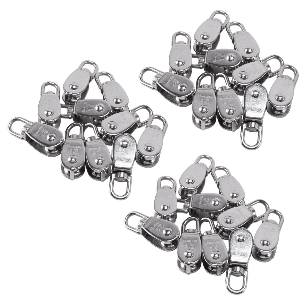 Crane Pulley Block M15 Lifting Crane Swivel Hook Single Pulley Block Hanging Wire Towing Wheel 30Pcs 4713088728563