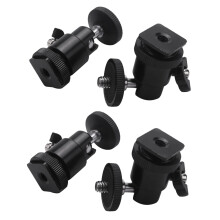 [4 Pack] with Hot Shoe Mount Adapter 360 Degree 1/4 Inch Small  Heads Swivel Micro-Ballhead for Dslr