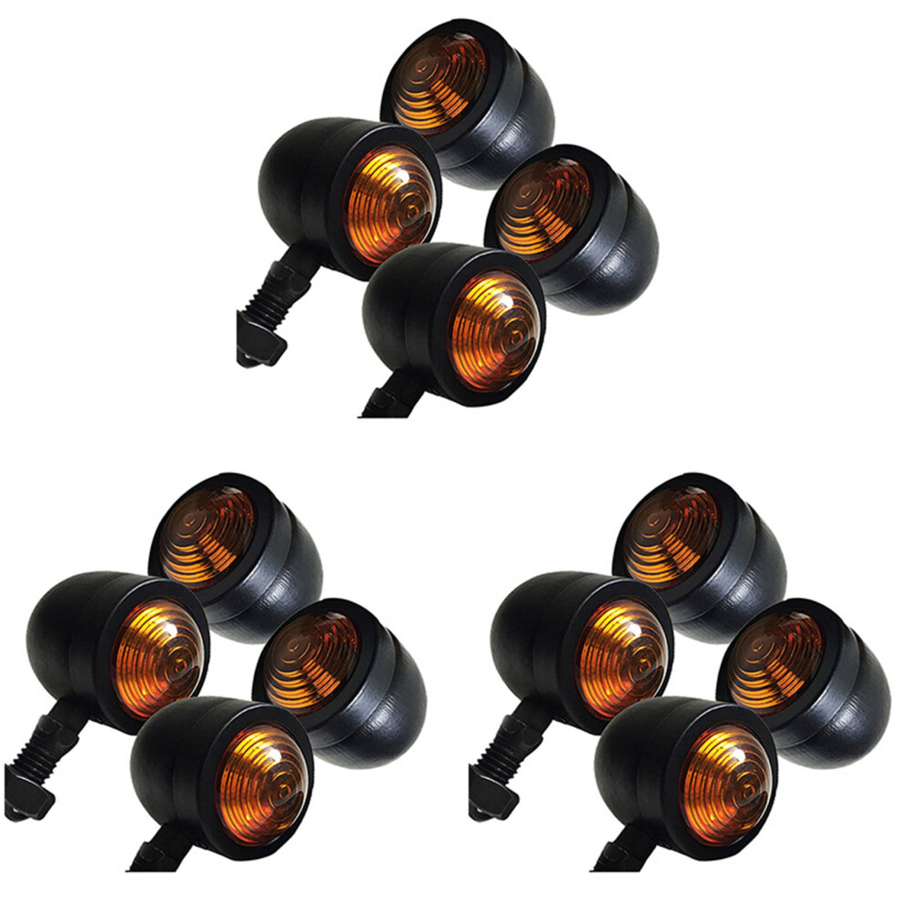 12Pcs Motorcycle Turn Signal Indicator Lamp Moto Blinker For Chopper Bobber Black/Light 6032616981873