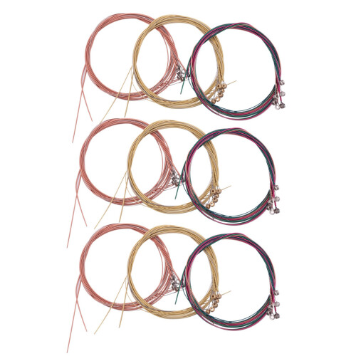 9 Sets Guitar Strings Replacement Steel String for Acoustic Guitar (3 Brass Set, 3 Copper Set and 3 Multicolor Set)