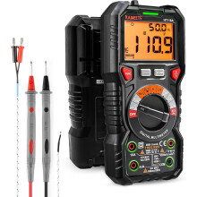 Digital multimeter, automatisk områdesmätning, noggranna mätningar av spänning, ström, resistans, dioder, kontinuitet, kapacitans, temperatur,