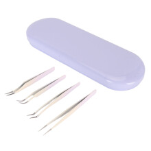 4 Stück Edelstahl-Mänteltuszange-Set für Extensions & Nagelkunst Violett