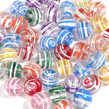 Marble Run Track, Vibrant Color Clear Pattern Glass Marbles, Lightweight Durable Waterproof Colorfast Transparent Rainbow Striped for Key Chains