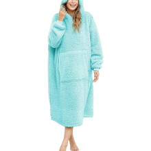 Cocoon of Coziness, Lakeblue Plus Size Hoodie Blanket, Ultra-Soft Fleece Sherpa with Extra Warmth, Perfect for Lounging & Exploring, Complete with