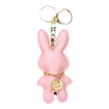 Artificial Leather Rabbit Keychain Cartoon Bunnys-leather pink