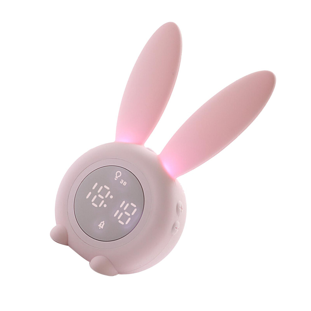 Cute Bunny Shape Digital Alarm Clock LED Night Light for Kids Pink