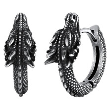 Trendy Dragon Hoop Earrings Stainless Steel Ear-Silver