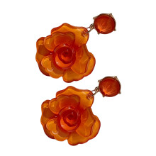 Chique bloemdruppeloorbellen, lange oorhanger voor-Oranje