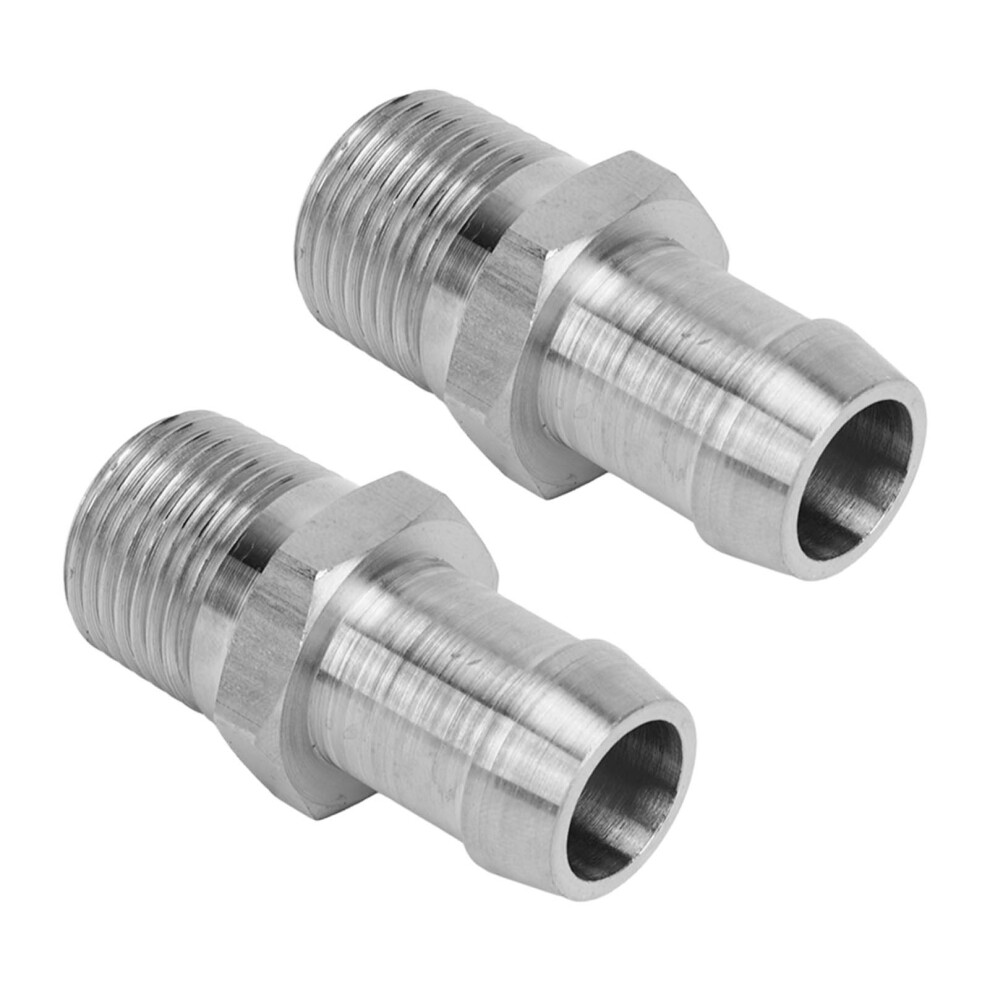 2 Pcs 1/2In Npt Male To 5/8In Barb Heater Intake Manifold Adapter Silver 6941371129744