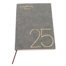 2Stk Haushaltsplaner 2025 PU Schreibbuch Grau Büro Supplies Organizer