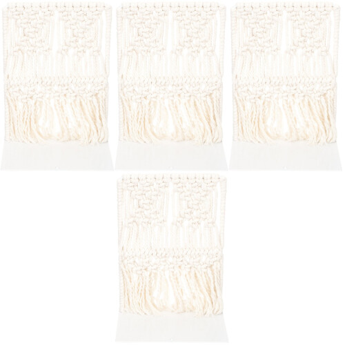4Stk Handgeflochtener Buchstütze Beige Und Organizer 2