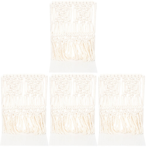 4Stk Handgeflochtener Buchstütze Beige Und Organizer 1