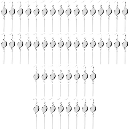 60Stk Silber Earring Setting Tray DIY Schmuckherstellung 2