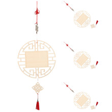 20Pcs Beige Wood Chinese Pendant Handmade Spring Festival Decoration