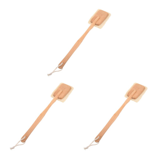 3Stk Natürliche Badebürste Langgriff Beige Exfoliating Massage 1