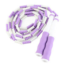 Adjustable Beaded Jump Rope for Kids, Purple, 2.5m, Flexible Plastic