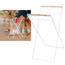 Metal Trash Bag Holder Stand for Camping Picnic Outdoor White 15L