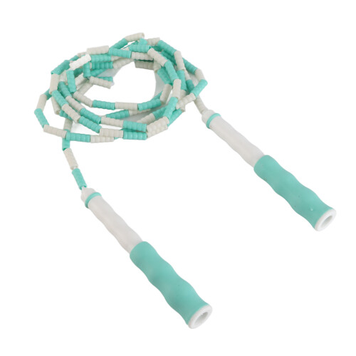 Green Adjustable Segmented Jumping Rope for Kids, Beaded & Flexible 2