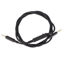 Cabo de áudio em cobre OFC para fones de ouvido profissionais, com controle no fio para ajuste de volume e função mudo, plugue de 3,5 mm para