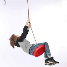 Altalena a disco in plastica resistente con corda in PE per bambini, per gioco all'aperto, rosso