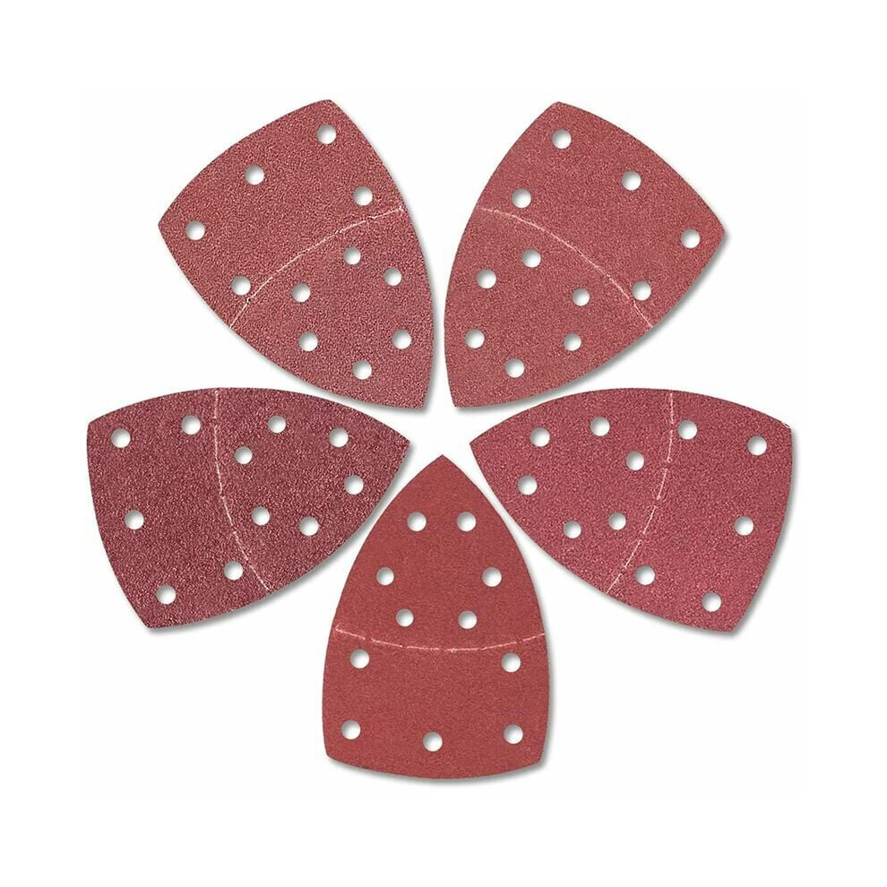 Hook And Loop Back Sanding Discs For Palm Sanders, Mixed Grits Triangular Sandpaper With 11-Hole Configuration, Heavy-Duty Resin Bonded Aluminum 9358999324234