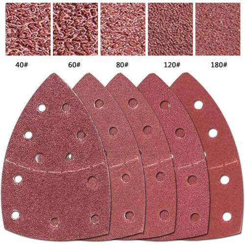 Replacement Sanding Sheets for Multi-Tool Sandpaper, High Quality Aluminum Oxide Triangular Sander with 11 Hole Anti-Clogging Design, hook and loop Ba 1