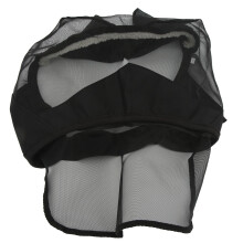 Fly Mask With Ears For Horses Full Face Protection Midge Proof Outer Breathable Material Long Nose Design Black Transparent Mesh