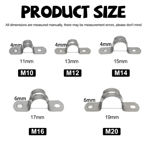 Pipe Fixing Solution, Corrosion Resistant U Bracket Clamp for Secure Support, Stainless Steel Rigid Pipe Strap with Two Hole Strap Design, Heavy Duty