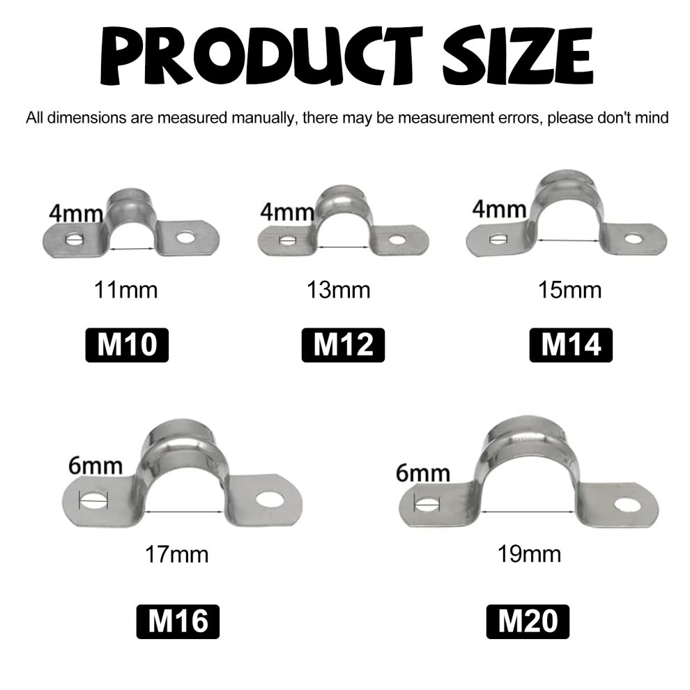 Stainless Steel Rigid Pipe Strap, U Bracket Clamp For Secure Pipe Fixing And Support, Corrosion Resistant Two Hole Strap For Indoor Outdoor Use, 9169997276285